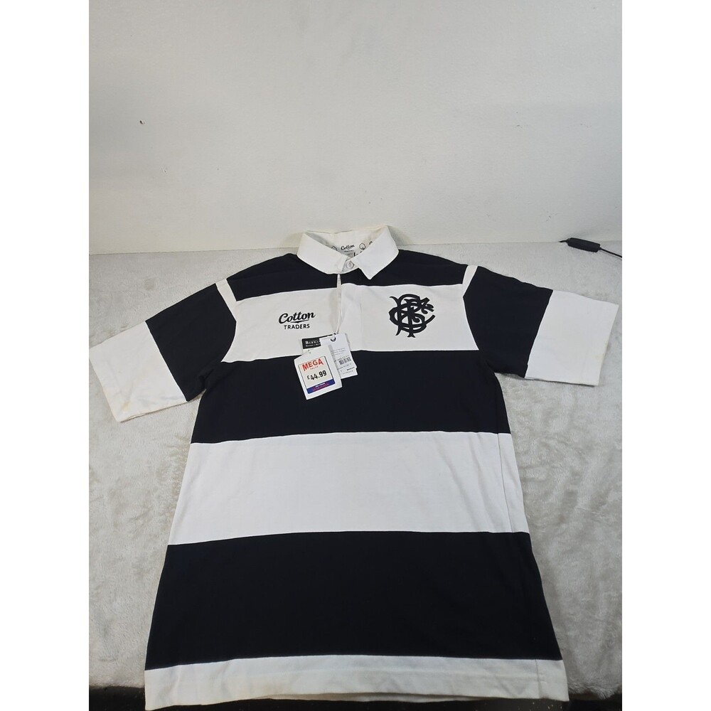 Vintage Barbarians Rugby Shirt Cotton Traders Old Striped Jersey Polo Size M